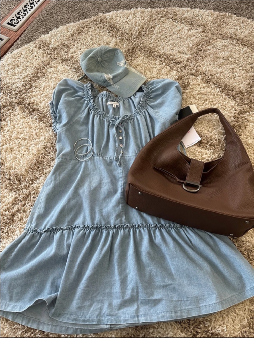 Light Wash Denim Babydoll Dress